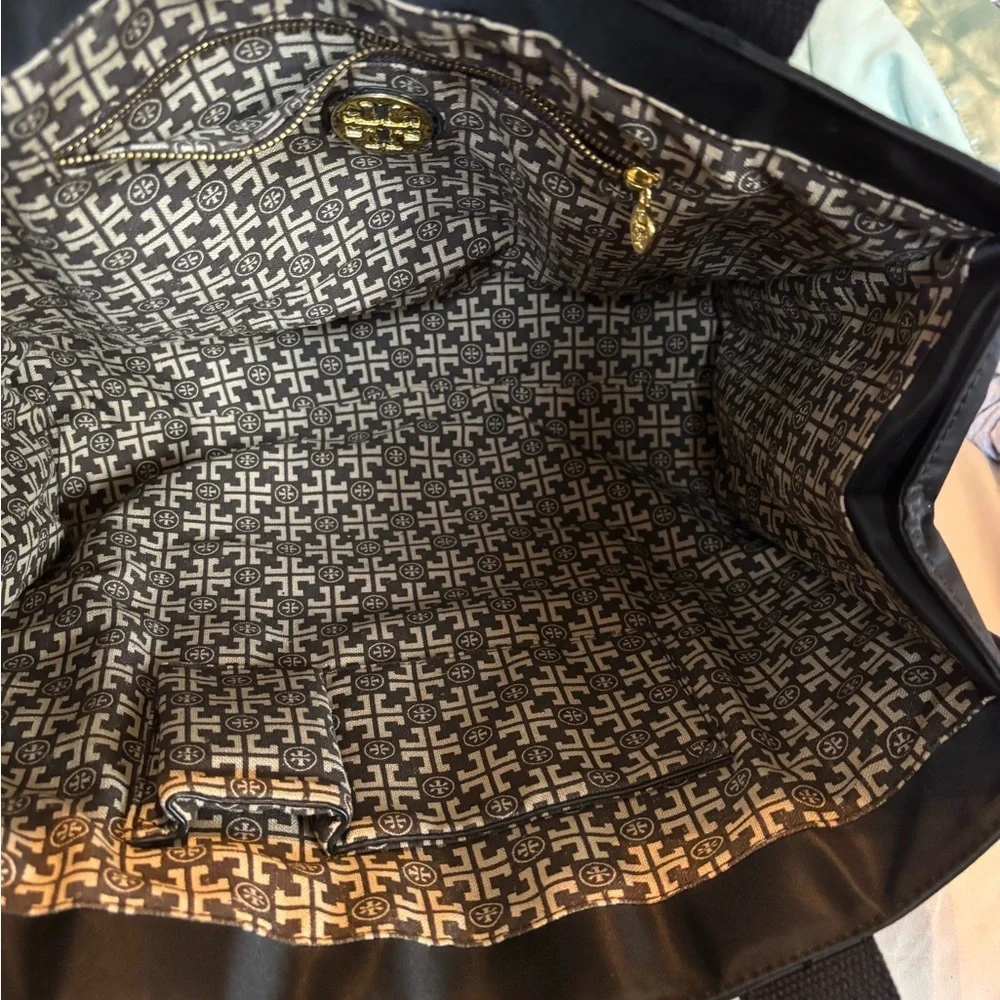 Tory Burch Ella Large Tote - Black Nylon & Patent Leather-Fair Condition/project